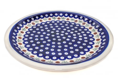 Platou rotund Blue Eyes Festive, ceramica smaltuita, pictata manual 27,2 cm