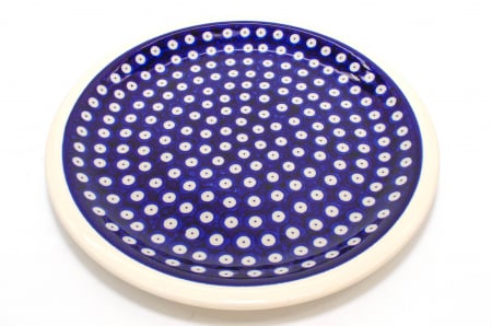Farfurii - Platou rotund Blue Eyes, ceramica smaltuita, pictata manual 27,2 cm