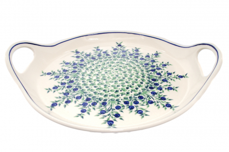 Platou rotund cu manere pentru servire Berries, ceramica smaltuita, pictat manual, 28,5 / 33,0 cm [3]