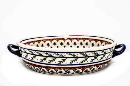 Platou rotund cu manere pentru servire Festive Season, ceramica smaltuita, pictat manual, 31,5 x 6,7 cm, volum 1,7 L [3]