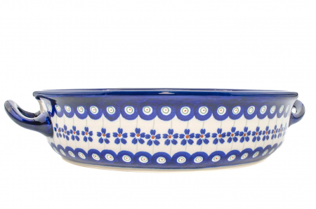 Platou rotund cu manere pentru servire Floral Peacock, ceramica smaltuita, pictat manual, 31,5 x 6,7 cm, volum 1,7 L [5]
