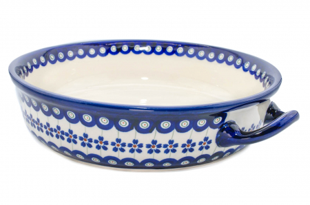 Platou rotund cu manere pentru servire Floral Peacock, ceramica smaltuita, pictat manual, 31,5 x 6,7 cm, volum 1,7 L [1]