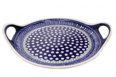 Platou rotund cu manere pentru servire Infinity, ceramica smaltuita, pictat manual, 28,5 / 33,0 cm [3]