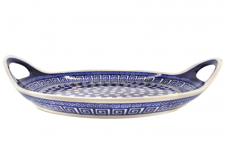 Platou rotund cu manere pentru servire Infinity, ceramica smaltuita, pictat manual, 28,5 / 33,0 cm [4]