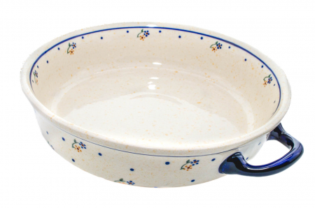 Platou rotund cu manere pentru servire Little Flowers, ceramica smaltuita, pictat manual, 31,5 x 6,7 cm, volum 1,7 L [3]