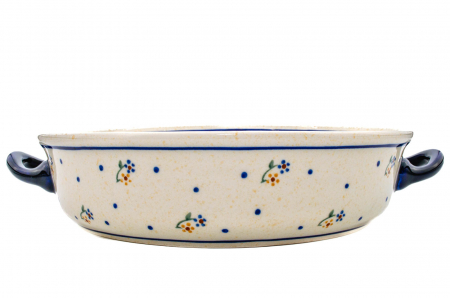 Platou rotund cu manere pentru servire Little Flowers, ceramica smaltuita, pictat manual, 31,5 x 6,7 cm, volum 1,7 L [1]
