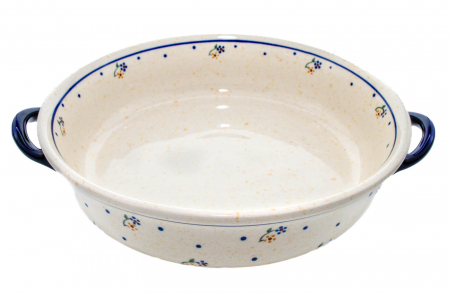 Platou rotund cu manere pentru servire Little Flowers, ceramica smaltuita, pictat manual, 31,5 x 6,7 cm, volum 1,7 L [2]
