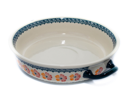 Platou rotund cu manere pentru servire Poppy Rain, ceramica smaltuita, pictat manual, 31,5 x 6,7 cm, volum 1,7 L [1]