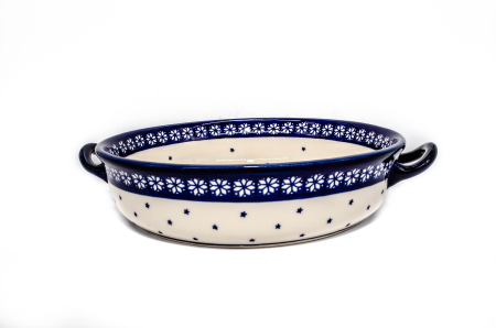 Platou rotund cu manere pentru servire Snowman Pair, ceramica smaltuita, pictat manual, 31,5 x 6,7 cm, volum 1,7 L [2]