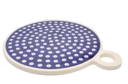 Platou rotund pentru branzeturi Blue Eyes, ceramica smaltuita, pictat manual, 22,8 cm