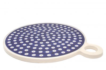 Platou rotund pentru branzeturi Blue Eyes, ceramica smaltuita, pictat manual, 22,8 cm [1]