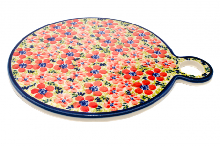 Platou rotund pentru branzeturi Fire Poppies, ceramica smaltuita, pictat manual, 22,8 cm [0]