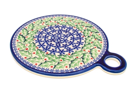 Colectia Mistletoe - Platou rotund pentru branzeturi Mistletoe, ceramica smaltuita, pictat manual, 22,8 cm