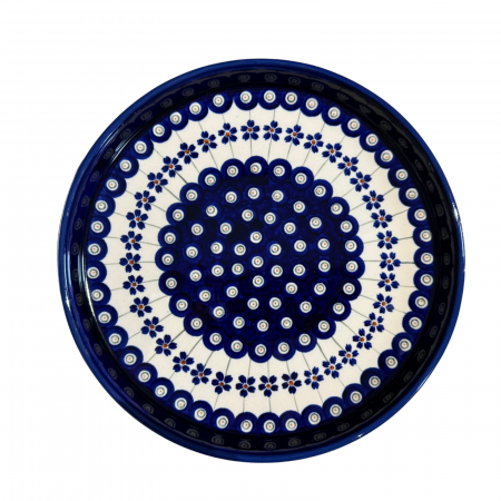 Farfurii - Platou rotund pentru servire Floral Peacock, ceramica smaltuita, pictat manual, 25,0 cm