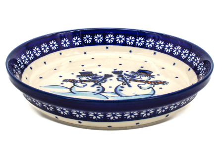 Platou rotund Snowman Pair, ceramica smaltuita, pictat manual, 24,5 cm, volum 1,2 L [3]