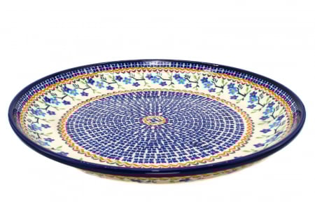 Platou tort Basket of Blue, ceramica smaltuita, pictata manual, 33,0 cm [0]