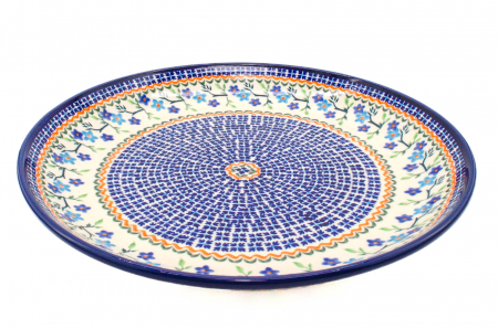 Platou tort Basket of Blue, ceramica smaltuita, pictata manual, 33,0 cm [3]