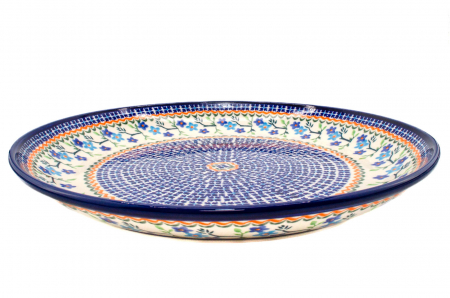 Platou tort Basket of Blue, ceramica smaltuita, pictata manual, 33,0 cm [1]