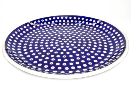 Colectia Blue Eyes - Platou tort Blue Eyes, ceramica smaltuita, pictata manual, 33,0 cm