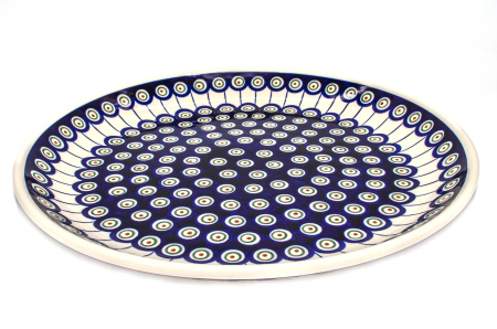 Platou tort Peacock Eyes, ceramica smaltuita, pictata manual, 33,0 cm [2]