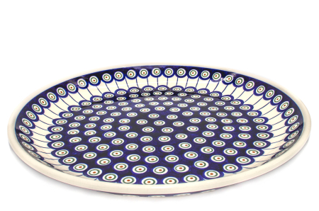 Platou tort Peacock Eyes, ceramica smaltuita, pictata manual, 33,0 cm [3]