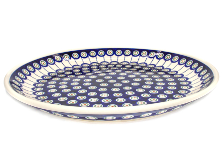Platou tort Peacock Eyes, ceramica smaltuita, pictata manual, 33,0 cm [4]
