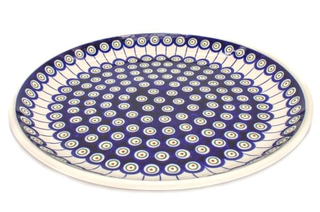 Platouri servire - Platou tort Peacock Eyes, ceramica smaltuita, pictata manual, 33,0 cm
