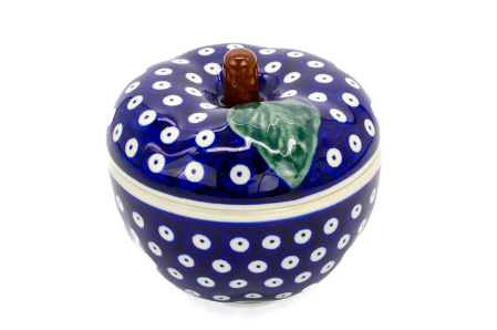 Bomboniera / Recipient cu capac in forma de mar Blue Eyes, ceramica smaltuita, pictat manual, 12,1 x 12,5 cm [0]