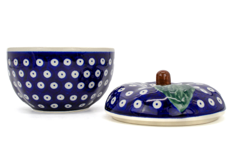 Bomboniera / Recipient cu capac in forma de mar Blue Eyes, ceramica smaltuita, pictat manual, 12,1 x 12,5 cm [3]