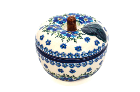 Recipient cu capac in forma de mar, cu orificii Blue Dream, ceramica smaltuita, pictat manual, 12,1 x 12,5cm [0]