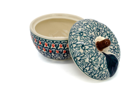 Bomboniera / Recipient cu capac in forma de mar Flower Bed, ceramica smaltuita, pictat manual, 12,1 x 12,5cm [3]