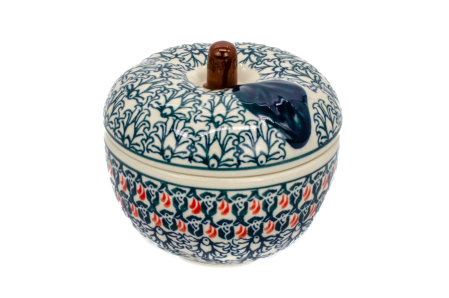 Bomboniera / Recipient cu capac in forma de mar Flower Bed, ceramica smaltuita, pictat manual, 12,1 x 12,5cm