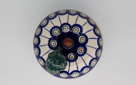 Recipient cu capac in forma de mar Peacock Eyes, ceramica smaltuita, pictat manual, 12,1 x 12,5cm [2]