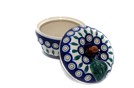 Recipient cu capac in forma de mar Peacock Tear Drops, ceramica smaltuita, pictat manual, 12,1 x 12,5cm [2]