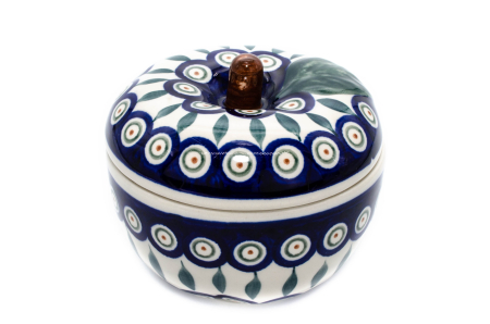 Recipient cu capac in forma de mar Peacock Tear Drops, ceramica smaltuita, pictat manual, 12,1 x 12,5cm [0]