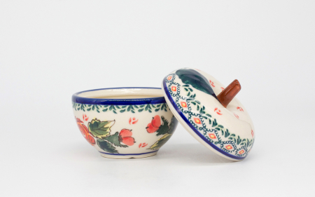 Recipient cu capac in forma de mar Roses, ceramica smaltuita, pictat manual, 9,2 x  8,7 cm [2]