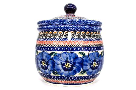 Recipient depozitare cu capac Hibiscus Drops ceramica smaltuita, pictat manual,14,5 cm, volum 1 L [2]