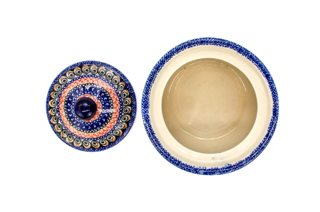 Recipient depozitare cu capac Hibiscus Drops ceramica smaltuita, pictat manual,14,5 cm, volum 1 L [4]