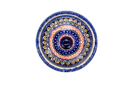 Recipient depozitare cu capac Hibiscus Drops ceramica smaltuita, pictat manual,14,5 cm, volum 1 L [1]