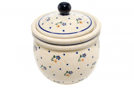 Recipient depozitare cu capac Little Flowers, ceramica smaltuita, pictat manual, 17,0 x 14,5 cm [0]