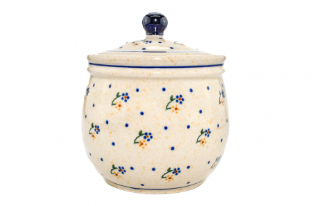 Recipient depozitare cu capac Little Flowers, ceramica smaltuita, pictat manual, 17,0 x 14,5 cm [2]