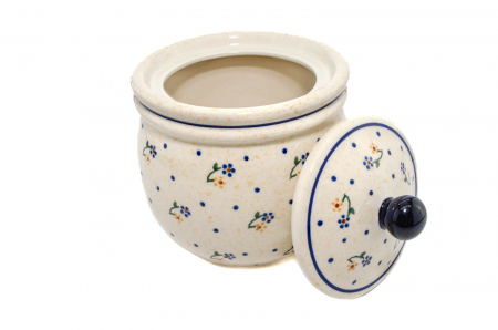 Recipient depozitare cu capac Little Flowers, ceramica smaltuita, pictat manual, 17,0 x 14,5 cm [4]