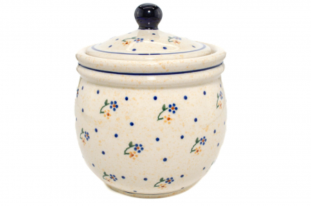 Recipient depozitare cu capac Little Flowers, ceramica smaltuita, pictat manual, 17,0 x 14,5 cm [1]