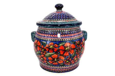 Recipient depozitare cu capac Poppy Bouquet, ceramica smaltuita, pictat manual, volum 5 L [2]