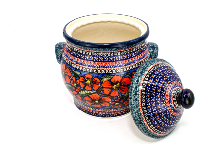 Recipient depozitare cu capac Poppy Bouquet, ceramica smaltuita, pictat manual, volum 5 L [4]