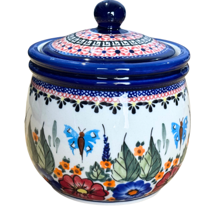 Recipient depozitare cu capac Poppy Fountain ceramica smaltuita, pictat manual,14,5 cm, volum 1 L [1]