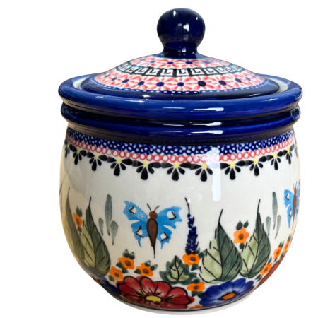 Recipiente depozitare - Recipient depozitare cu capac Poppy Fountain ceramica smaltuita, pictat manual,14,5 cm, volum 1 L