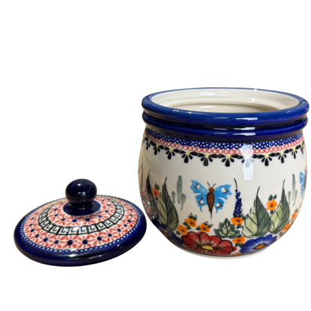 Recipient depozitare cu capac Poppy Fountain ceramica smaltuita, pictat manual,14,5 cm, volum 1 L [5]