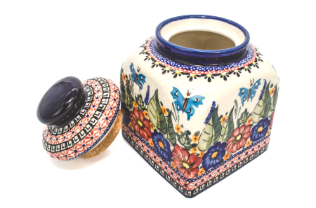 Recipient depozitare cu capac Poppy Fountain, ceramica smaltuita, pictat manual, 20,0 x 12,0 cm [2]