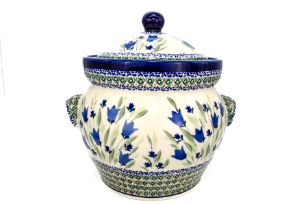 Recipient depozitare cu capac Tulip Fields, ceramica smaltuita, pictat manual, volum 4 L [0]